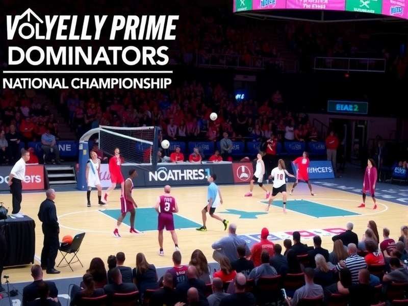 Volley Prime Dominators National Championship - Hyderabad 2024 Volley Prime Dominators National Championship finals with players competing on stage in front of a large audience