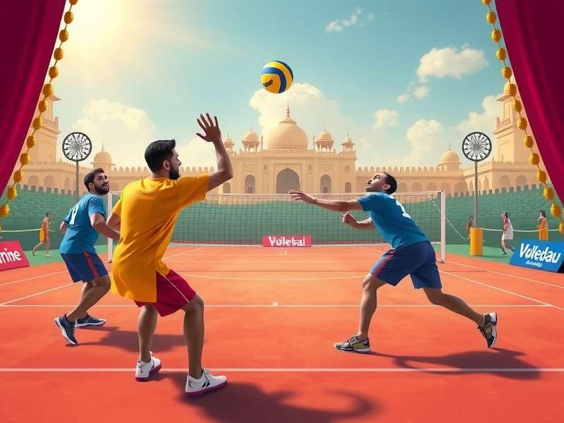 Volley Prime Dominators Official Banner - India Edition Volley Prime Dominators game banner showing Indian players in traditional attire playing on a Mumbai court